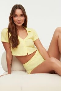 Trendyol Yellow Crop Camisole Knitted