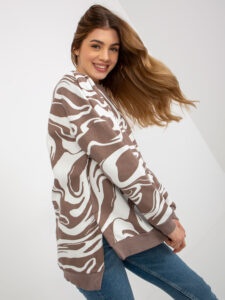 Brown-and-white oversize sweatshirt with