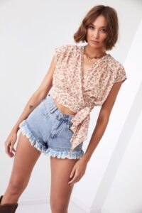 Chiffon blouse with floral print