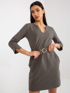 Khaki simple tracksuit dress with
