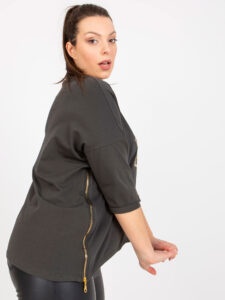 Khaki women's blouse plus size