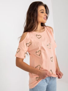 Peach blouse with heart
