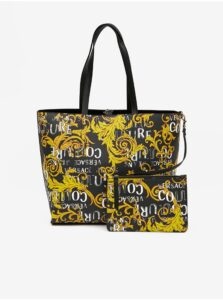 Versace Jeans Couture Yellow-Black Women Patterned Double-sided Shopper