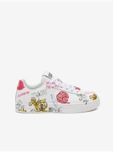 White Womens Patterned Leather Sneakers Versace Jeans