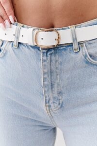 White leather belt with