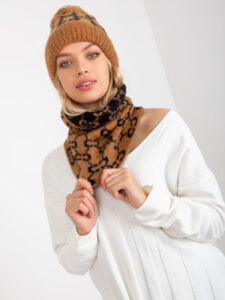 Women's camel and black patterned