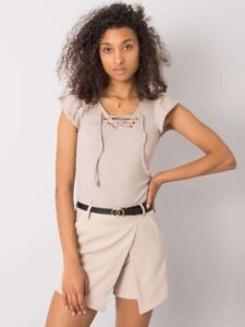 Beige blouse with laced