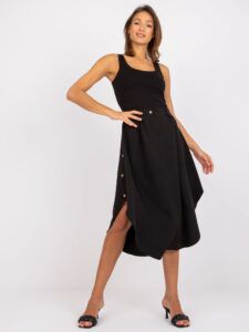 Black asymmetrical midi skirt by