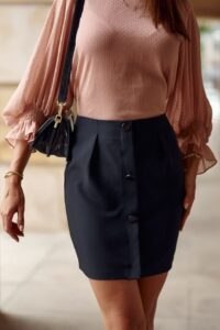 Black button miniskirt