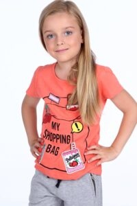 Girls' T-shirt with coral