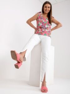 Green-pink summer top with RUE