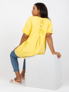 Large yellow cotton tunic with lacing
