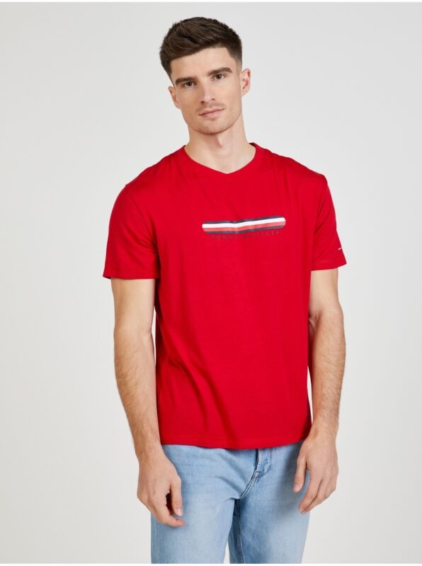 Red Men's T-Shirt Tommy Hilfiger