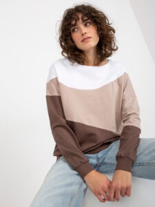 White and brown basic cotton sweatshirt