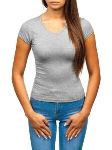 Women's fashion T-shirt with V-neck