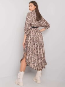 Beige patterned dress by Valdosta
