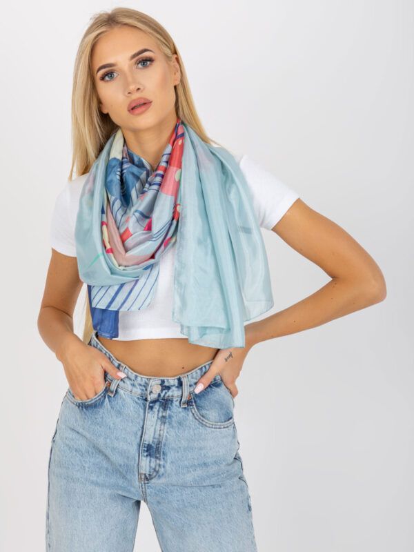 Blue thin scarf with