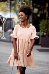 Oversize dress with short sleeves