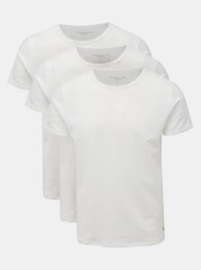 Set of three white men's T-shirts with round