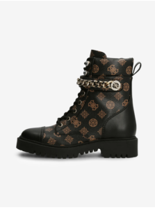 Black Women Patterned Ankle Boots with Guess