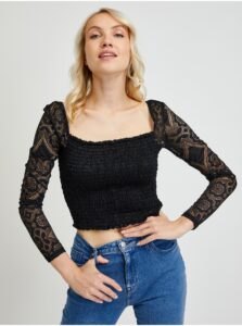 Black Women's Top with Lace Sleeves