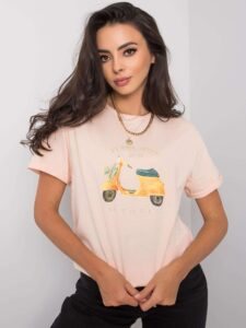 Cotton T-shirt with salmon
