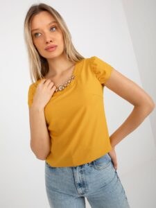 Dark yellow short formal blouse