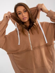 Oversized long camel hoodie
