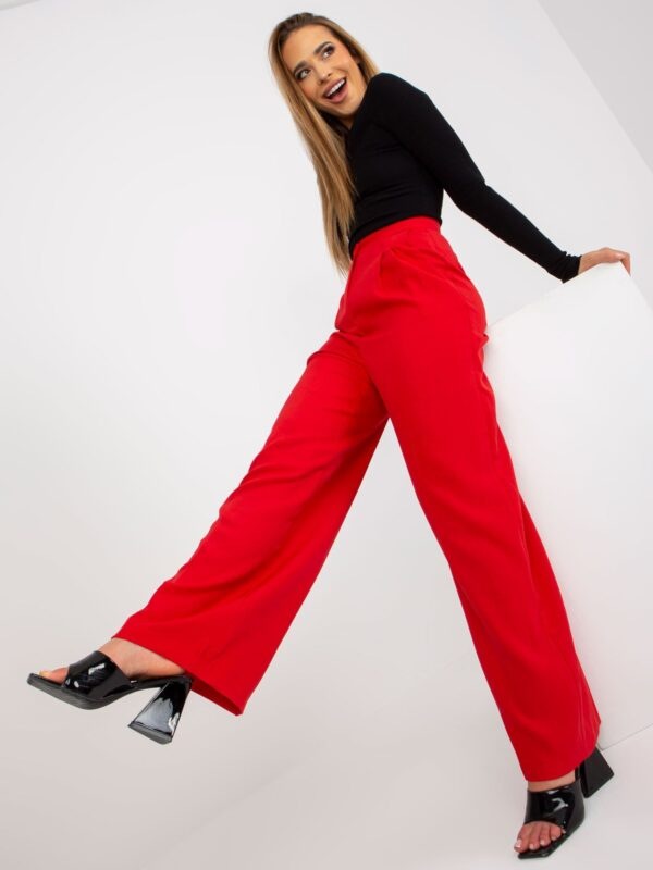 Red wide fabric trousers