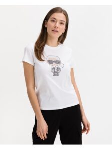 White Women's Patterned T-Shirt Karl