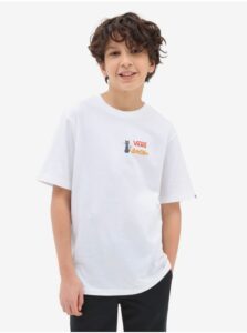 White boys' T-shirt with print on the back
