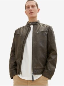 Dark brown men's leatherette jacket Tom