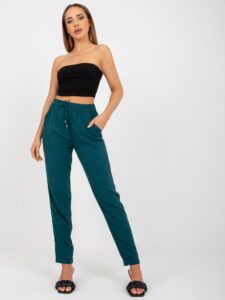 Dark green fabric trousers with