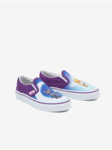 Purple and White Kids Patterned Slip on Sneakers
