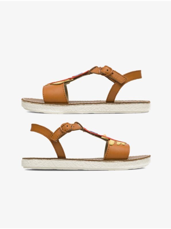 Red-Brown Girl Leather Sandals Camper