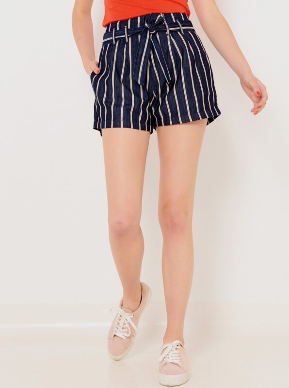 White-Blue Striped Shorts CAMAIEU