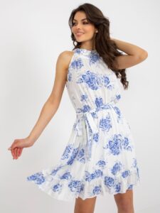 White linen floral dress with