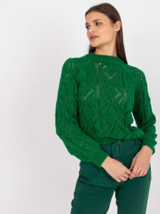 Women's green sweater with openwork