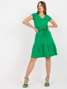 Basic green dress with binding