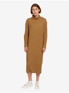 Brown Sweater Midish dress with Buttons Tom