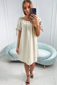 Dress with tied sleeves
