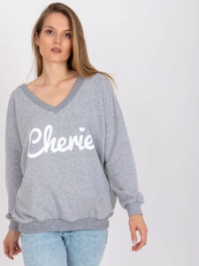 Grey-white oversize sweatshirt with print