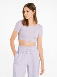 Light Purple Women's Ribbed Cropped T-Shirt with
