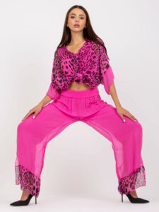 Pink wide trousers made of