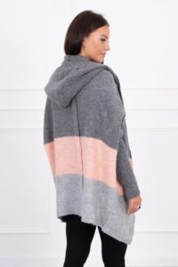 Tri-color hooded sweater graphite+powder
