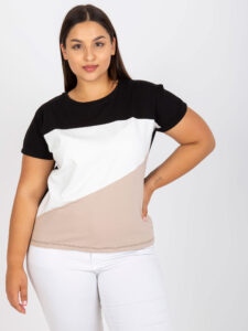 Black-beige T-shirt larger size with