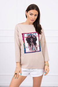 Blouse with graphic American Girl beige