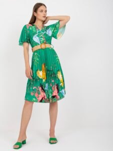 Green pleated dress with
