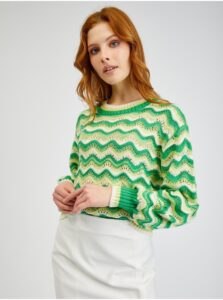 Orsay Yellow-Green Ladies Striped Sweater