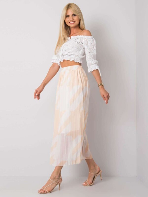 Beige pleated skirt with